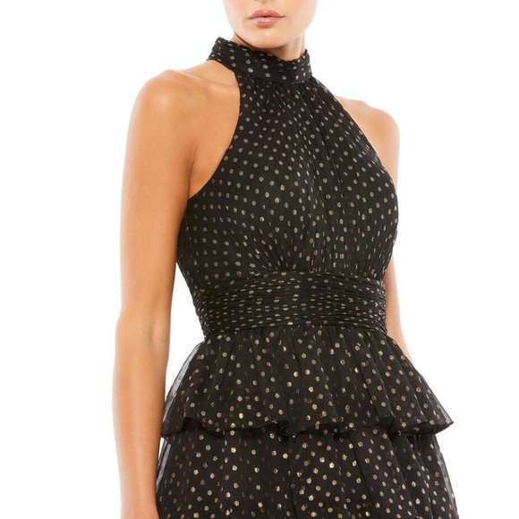 Mac Duggal 49510 Tiered Skirt Polka Dot Dress NEW with tag just needs a zipper - Picture 4 of 9